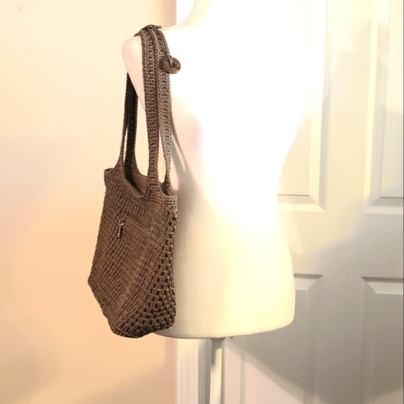 The Sak Crochet Shoulder/Hand Bag Dark Taupe Color - Picture 2 of 16
